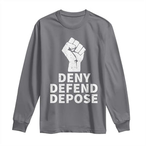 Deny Defend Depose Long Sleeve Shirt Vintage Hand Fist TS11 Charcoal Print Your Wear