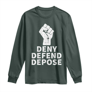 Deny Defend Depose Long Sleeve Shirt Vintage Hand Fist TS11 Dark Forest Green Print Your Wear