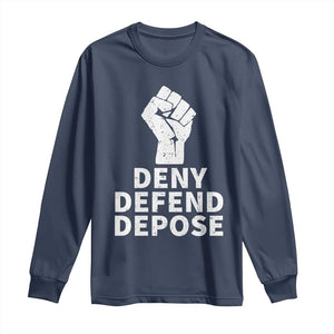 Deny Defend Depose Long Sleeve Shirt Vintage Hand Fist TS11 Navy Print Your Wear