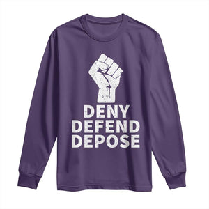 Deny Defend Depose Long Sleeve Shirt Vintage Hand Fist TS11 Purple Print Your Wear