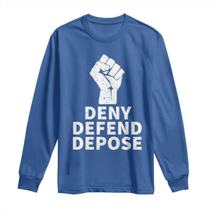 Deny Defend Depose Long Sleeve Shirt Vintage Hand Fist TS11 Royal Blue Print Your Wear