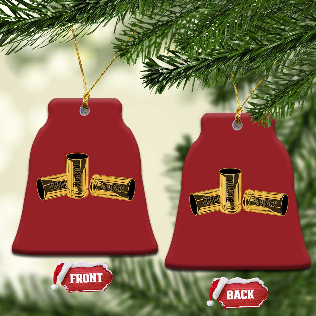 Deny Defend Depose Christmas Ornament Vintage Bullet Shells TS11 Bell Flake Red Print Your Wear