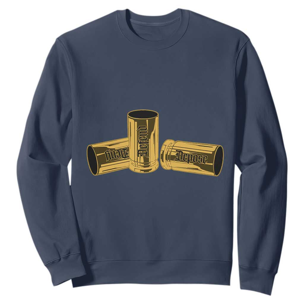 Deny Defend Depose Sweatshirt Vintage Bullet Shells TS11 Navy Print Your Wear