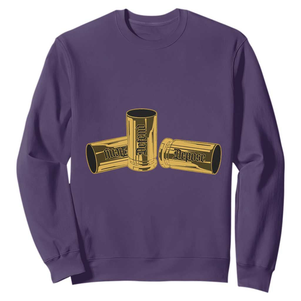 Deny Defend Depose Sweatshirt Vintage Bullet Shells TS11 Purple Print Your Wear
