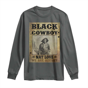 Black Cowboy Nat Love Long Sleeve Shirt Black History Month TS11 Dark Heather Print Your Wear