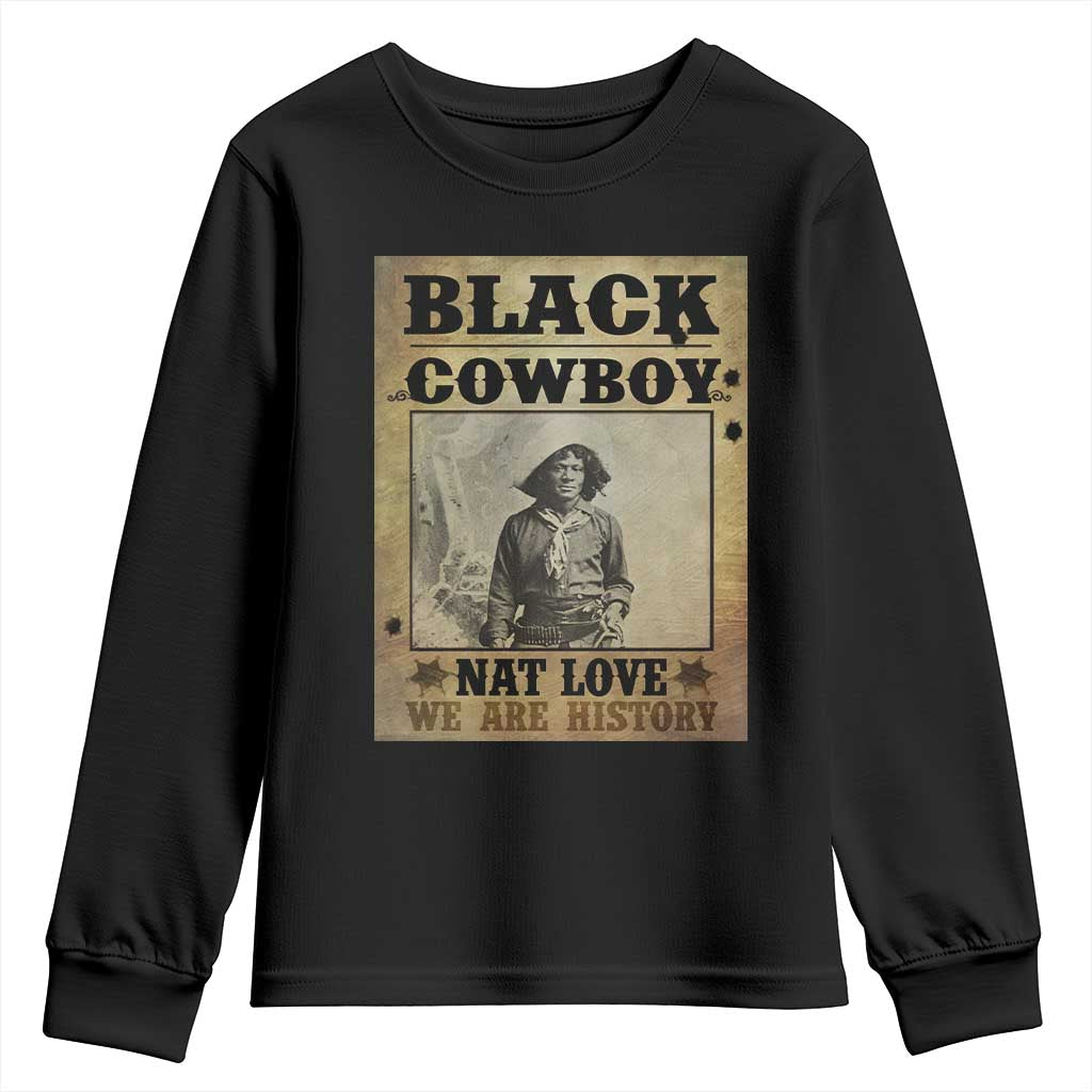 Black Cowboy Nat Love Youth Sweatshirt Black History Month TS11 Black Print Your Wear