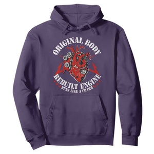 Funny Open Heart Surgery Recovery Survivor Hoodie Original Body Rebuilt Engine Runs Like A Charm TS11 Purple Print Your Wear