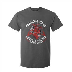 Funny Open Heart Surgery Recovery Survivor T Shirt For Kid Original Body Rebuilt Engine Runs Like A Charm TS11 Dark Heather Print Your Wear