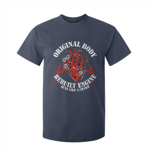 Funny Open Heart Surgery Recovery Survivor T Shirt For Kid Original Body Rebuilt Engine Runs Like A Charm TS11 Navy Print Your Wear