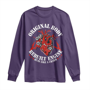 Funny Open Heart Surgery Recovery Survivor Long Sleeve Shirt Original Body Rebuilt Engine Runs Like A Charm TS11 Purple Print Your Wear