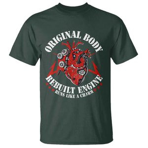 Funny Open Heart Surgery Recovery Survivor T Shirt Original Body Rebuilt Engine Runs Like A Charm TS11 Dark Forest Green Print Your Wear