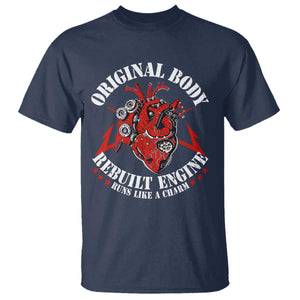 Funny Open Heart Surgery Recovery Survivor T Shirt Original Body Rebuilt Engine Runs Like A Charm TS11 Navy Print Your Wear