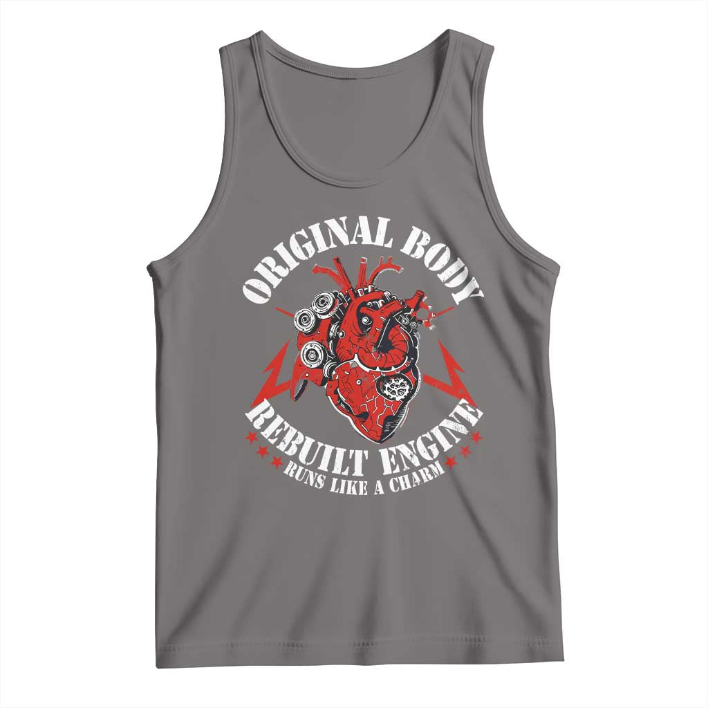 Funny Open Heart Surgery Recovery Survivor Tank Top Original Body Rebuilt Engine Runs Like A Charm TS11 Deep Heather Print Your Wear