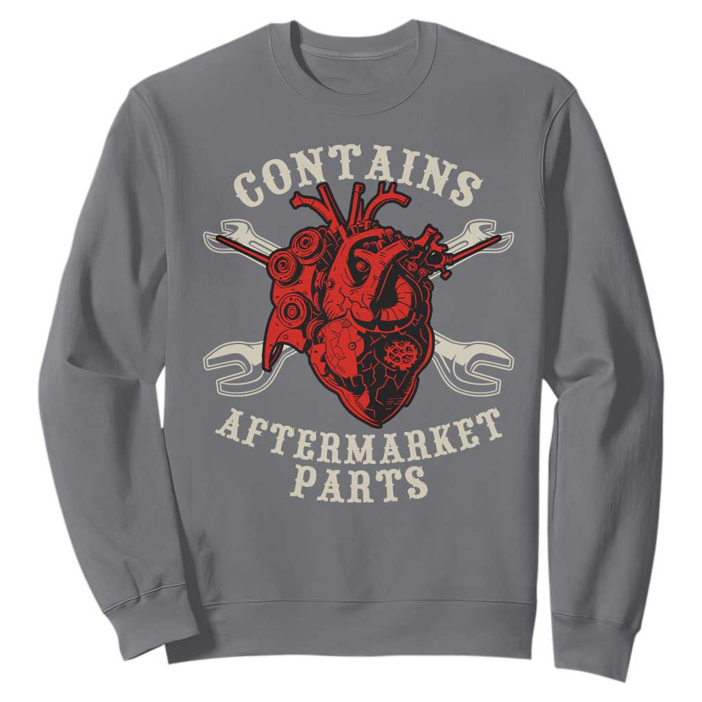 Funny Heart Surgery Sweatshirt Contains Aftermarket Parts TS11 Charcoal Print Your Wear