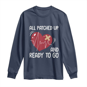 Funny Heart Surgery Recovery Survivor Long Sleeve Shirt All Patched Up And Ready To Go CHD Awareness TS11 Navy Print Your Wear