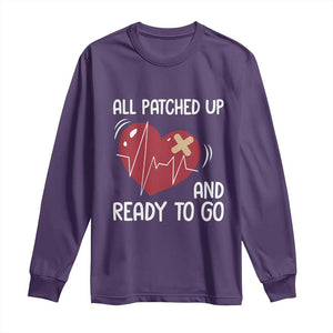 Funny Heart Surgery Recovery Survivor Long Sleeve Shirt All Patched Up And Ready To Go CHD Awareness TS11 Purple Print Your Wear