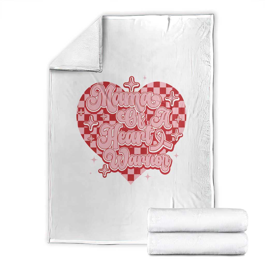 Mama Of A Heart Warrior Throw Blanket CHD Awareness Retro Red Checkered Heart TS11 White Print Your Wear