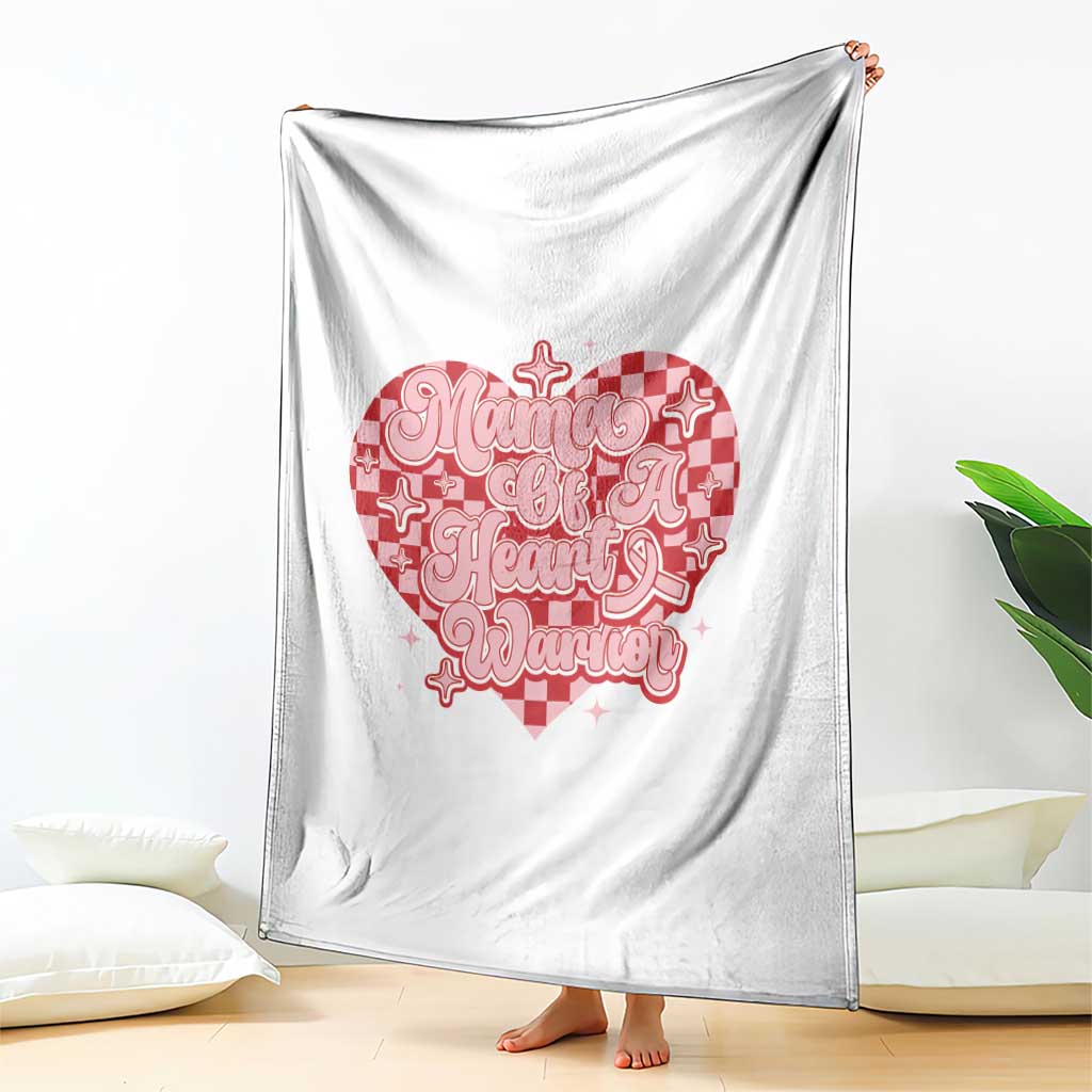 Mama Of A Heart Warrior Throw Blanket CHD Awareness Retro Red Checkered Heart TS11 Print Your Wear