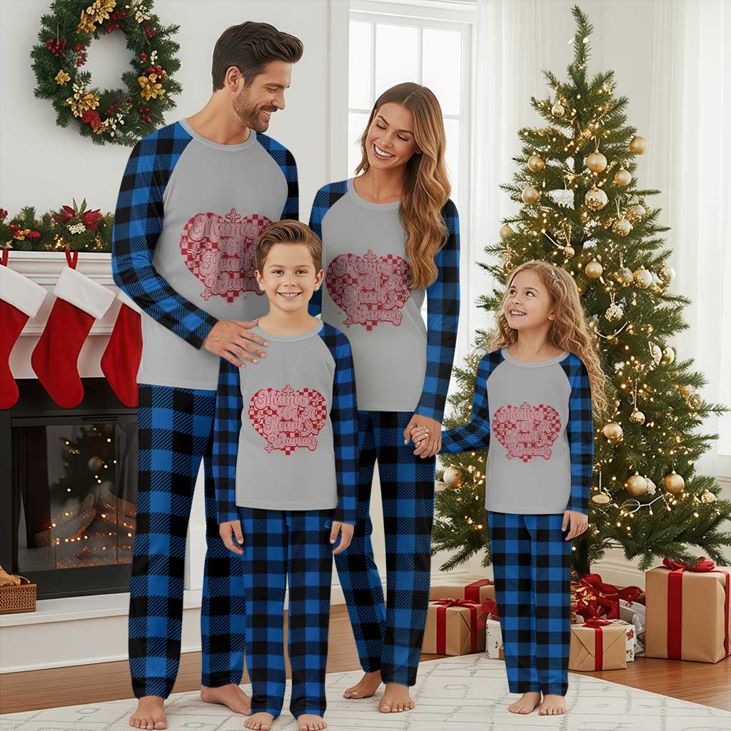 Mama Of A Heart Warrior Plaid Pajama Set CHD Awareness Retro Red Checkered Heart TS11 Blue Plaid Print Your Wear