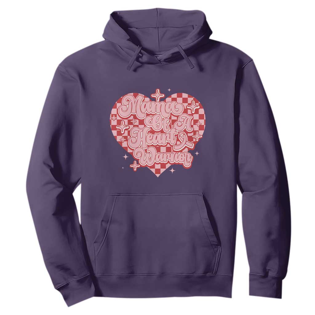 Mama Of A Heart Warrior Hoodie CHD Awareness Retro Red Checkered Heart TS11 Purple Print Your Wear