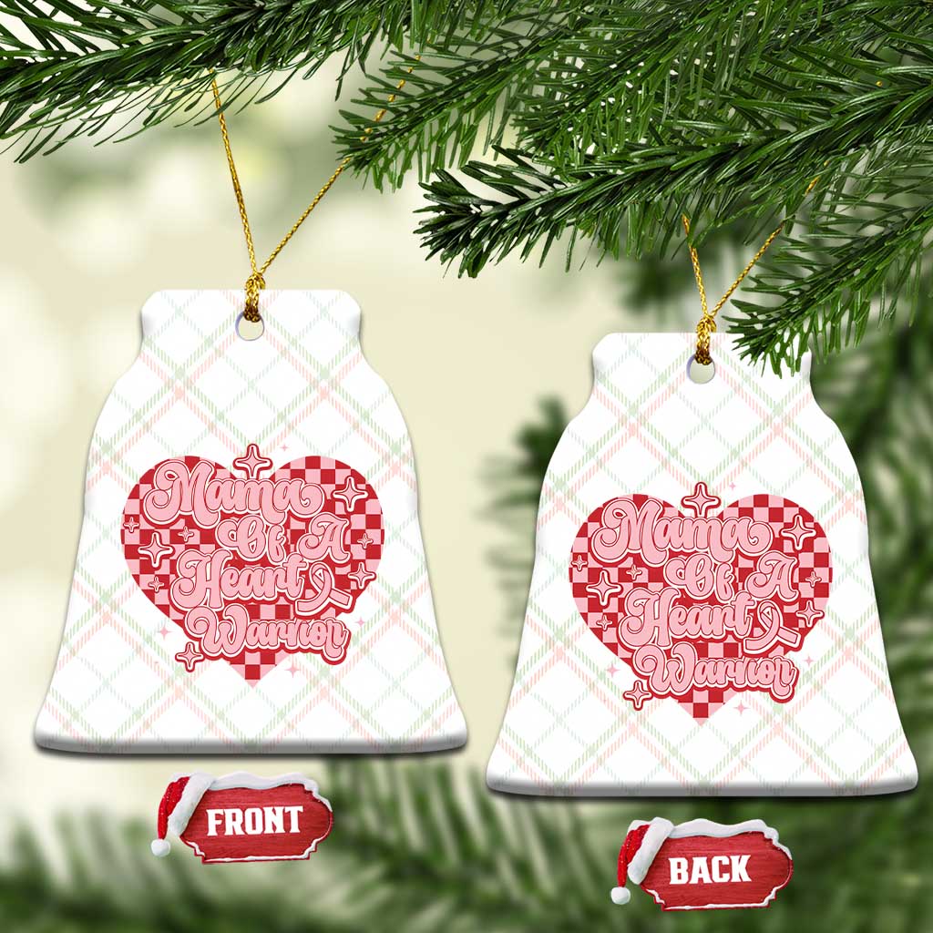 Mama Of A Heart Warrior Ceramic Ornament CHD Awareness Retro Red Checkered Heart TS11 Print Your Wear