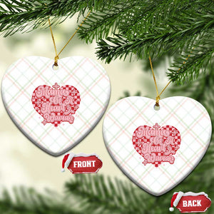 Mama Of A Heart Warrior Ceramic Ornament CHD Awareness Retro Red Checkered Heart TS11 Print Your Wear