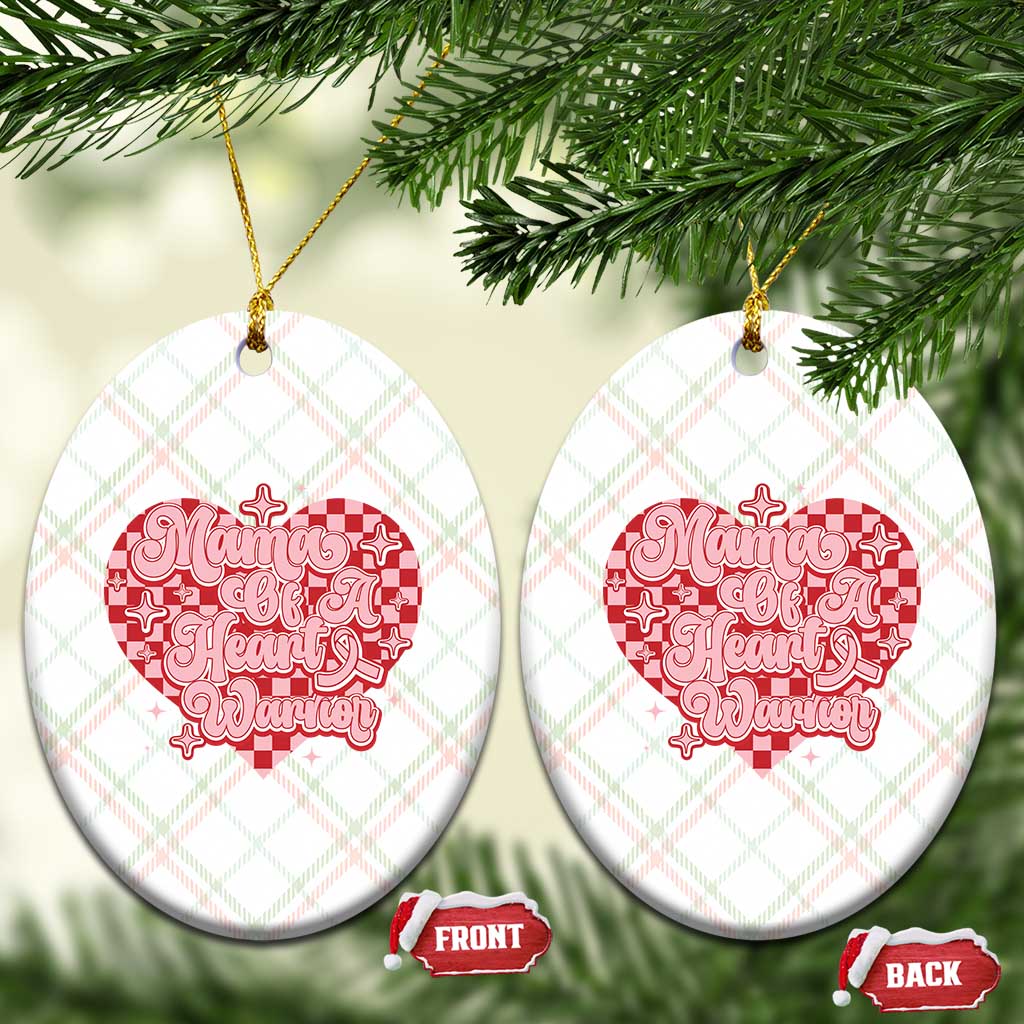 Mama Of A Heart Warrior Ceramic Ornament CHD Awareness Retro Red Checkered Heart TS11 Print Your Wear