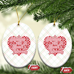 Mama Of A Heart Warrior Ceramic Ornament CHD Awareness Retro Red Checkered Heart TS11 Print Your Wear