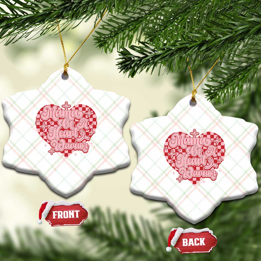 Mama Of A Heart Warrior Ceramic Ornament CHD Awareness Retro Red Checkered Heart TS11 Print Your Wear