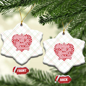 Mama Of A Heart Warrior Ceramic Ornament CHD Awareness Retro Red Checkered Heart TS11 Print Your Wear