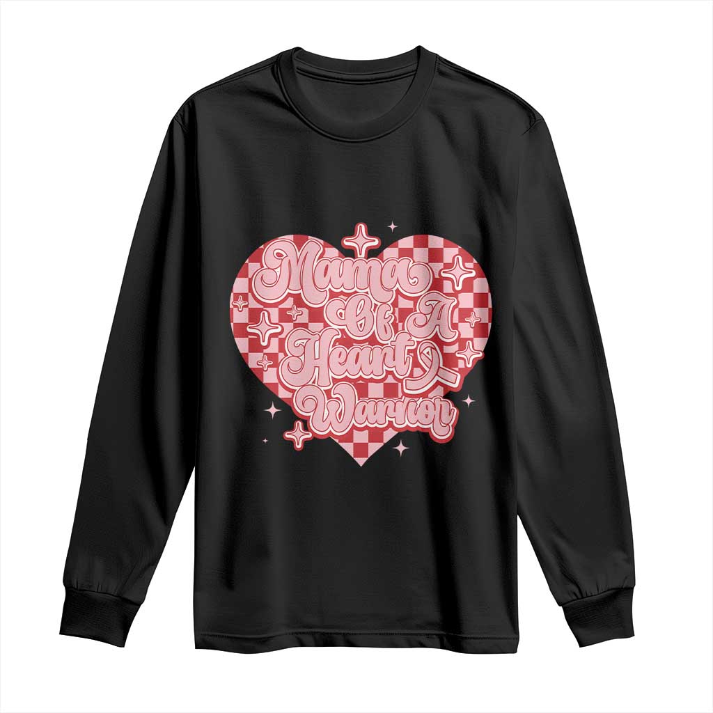 Mama Of A Heart Warrior Long Sleeve Shirt CHD Awareness Retro Red Checkered Heart TS11 Black Print Your Wear