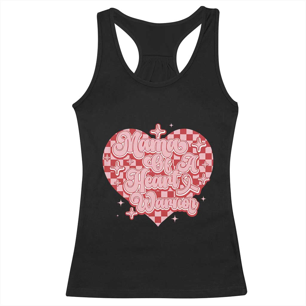 Mama Of A Heart Warrior Racerback Tank Top CHD Awareness Retro Red Checkered Heart TS11 Black Print Your Wear