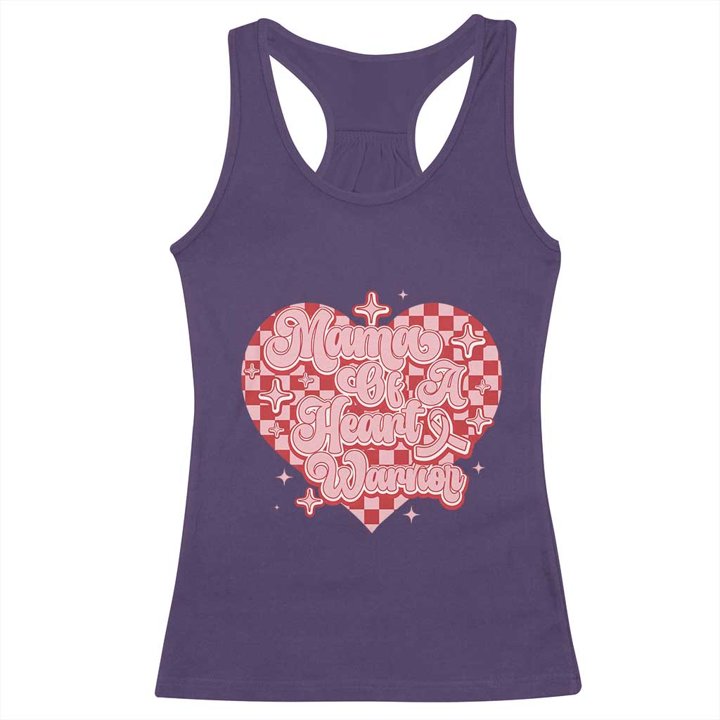 Mama Of A Heart Warrior Racerback Tank Top CHD Awareness Retro Red Checkered Heart TS11 Purple Print Your Wear