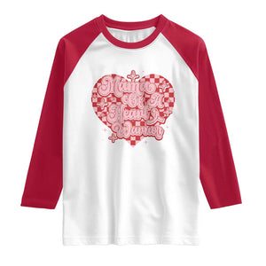 Mama Of A Heart Warrior Raglan Shirt CHD Awareness Retro Red Checkered Heart TS11 White Red Print Your Wear
