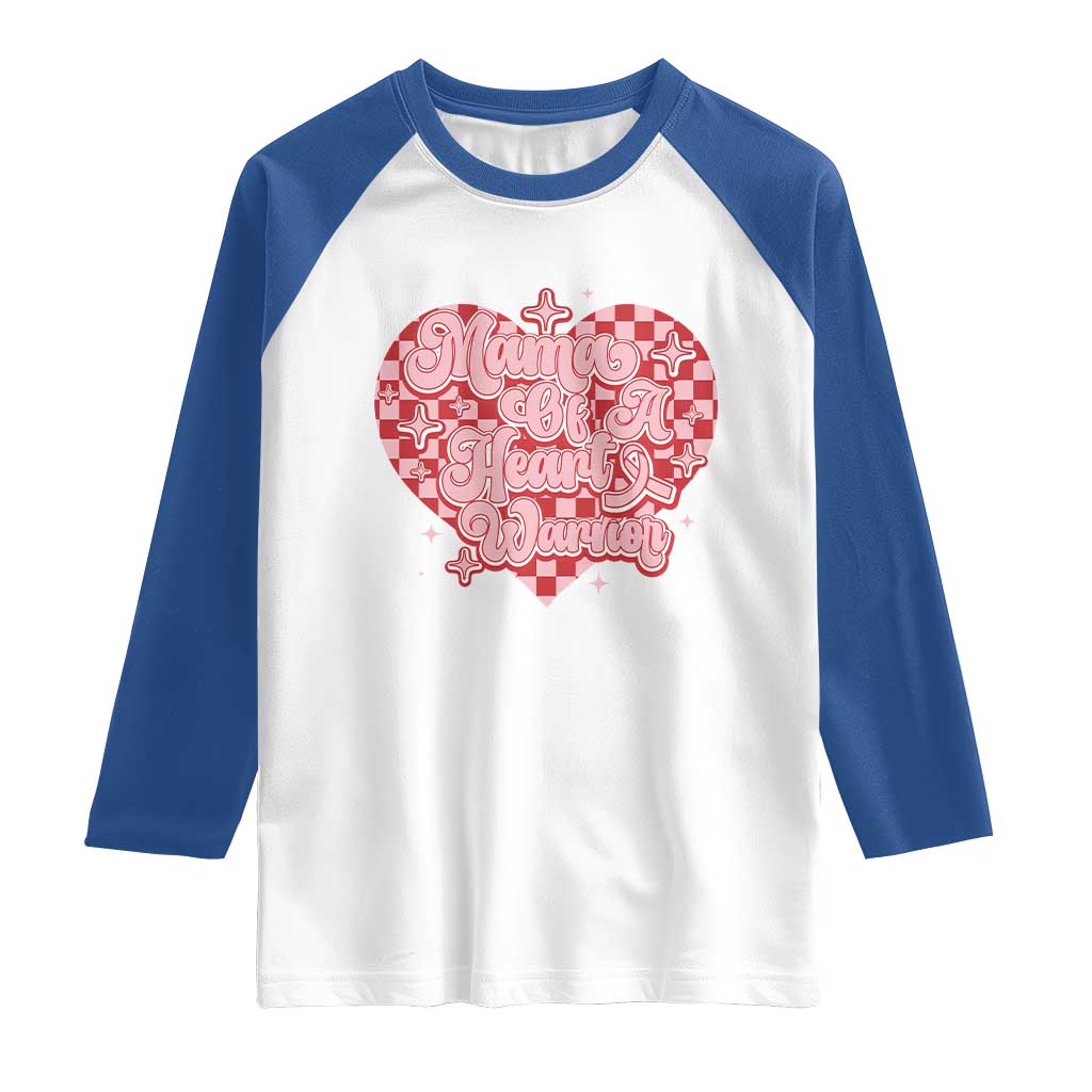 Mama Of A Heart Warrior Raglan Shirt CHD Awareness Retro Red Checkered Heart TS11 White Royal Print Your Wear