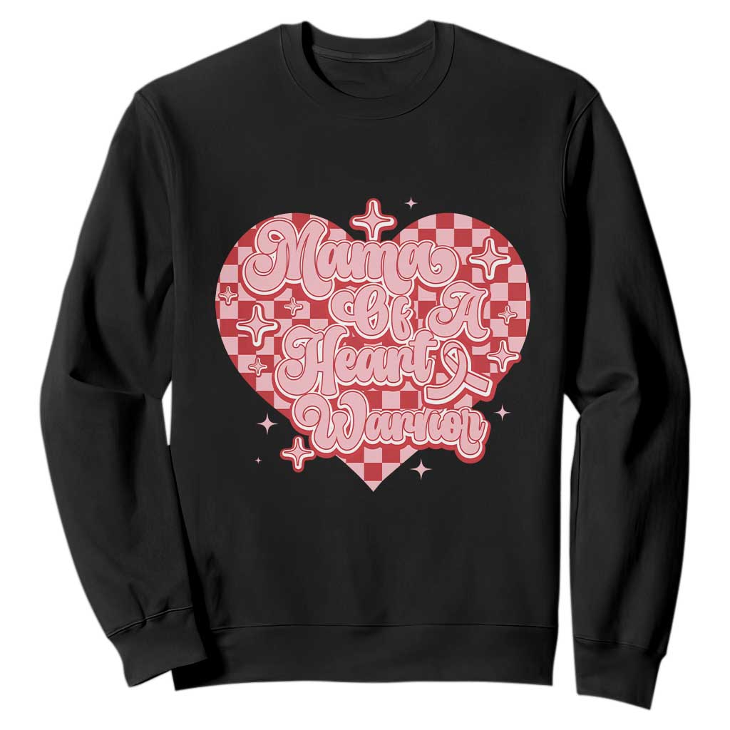 Mama Of A Heart Warrior Sweatshirt CHD Awareness Retro Red Checkered Heart TS11 Black Print Your Wear