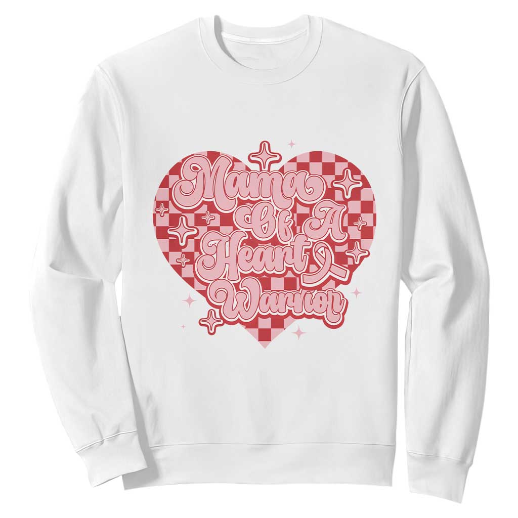 Mama Of A Heart Warrior Sweatshirt CHD Awareness Retro Red Checkered Heart TS11 White Print Your Wear