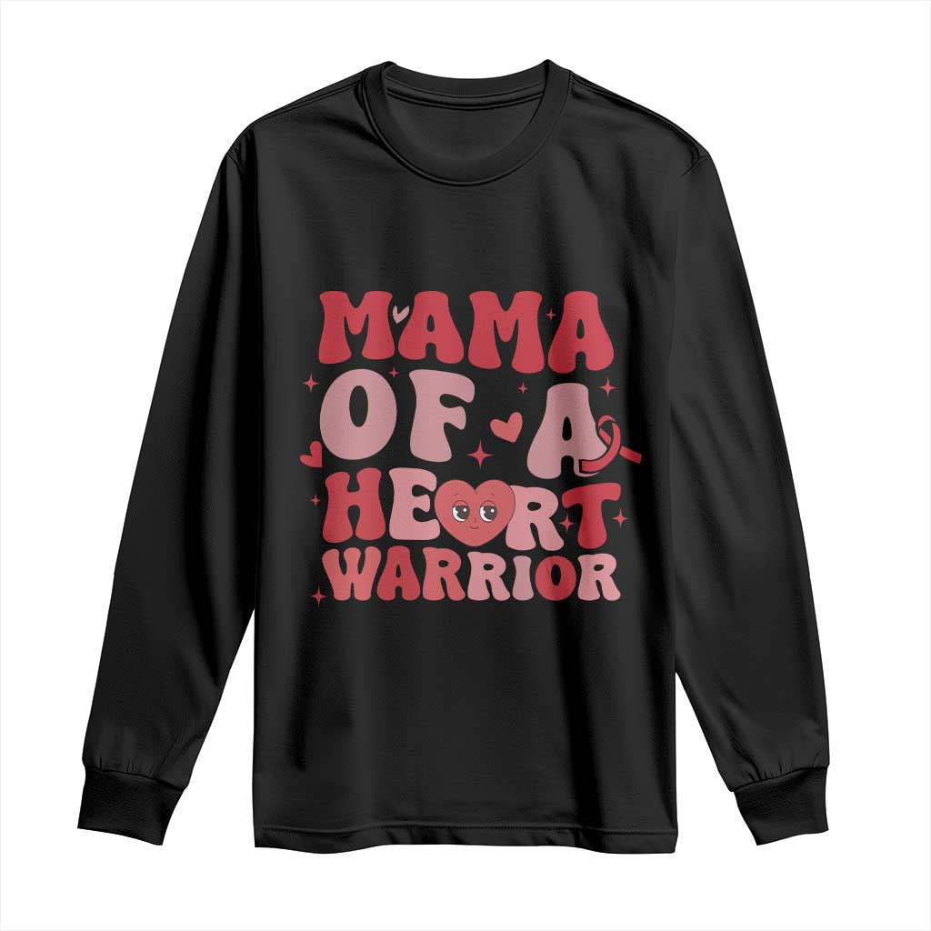 Mama Of A Heart Warrior Long Sleeve Shirt Congenital Heart Disease CHD Awareness TS11 Black Print Your Wear