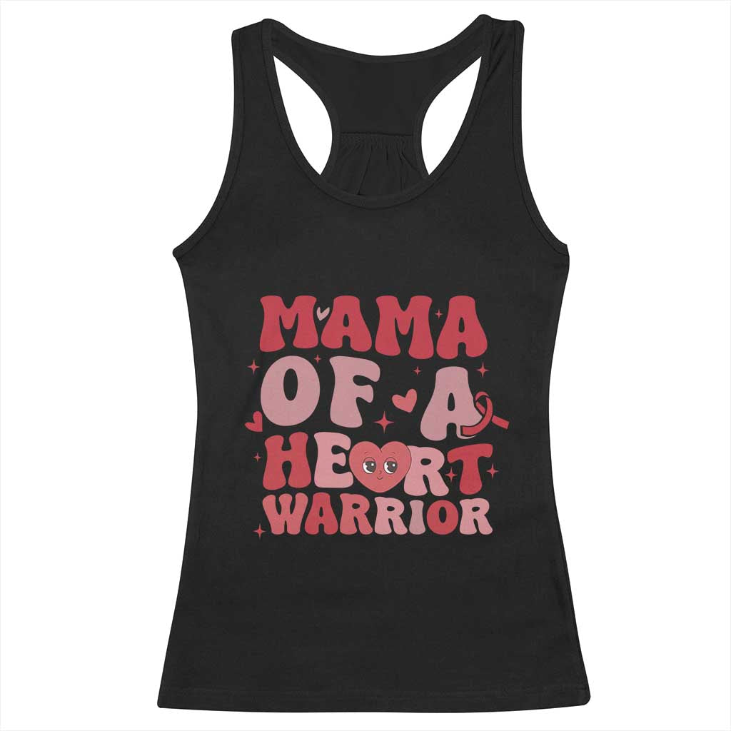 Mama Of A Heart Warrior Racerback Tank Top Congenital Heart Disease CHD Awareness TS11 Black Print Your Wear