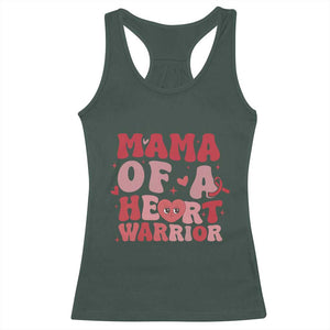 Mama Of A Heart Warrior Racerback Tank Top Congenital Heart Disease CHD Awareness TS11 Dark Forest Green Print Your Wear