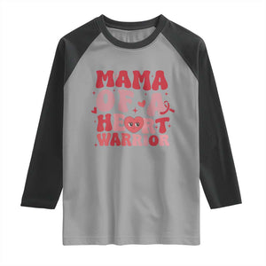 Mama Of A Heart Warrior Raglan Shirt Congenital Heart Disease CHD Awareness TS11 Sport Gray Black Print Your Wear