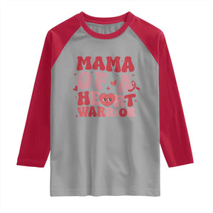 Mama Of A Heart Warrior Raglan Shirt Congenital Heart Disease CHD Awareness TS11 Sport Gray Red Print Your Wear