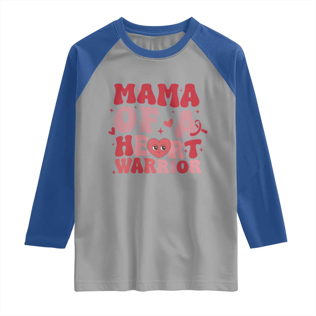 Mama Of A Heart Warrior Raglan Shirt Congenital Heart Disease CHD Awareness TS11 Sport Gray Royal Print Your Wear