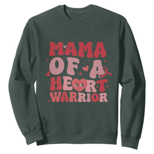 Mama Of A Heart Warrior Sweatshirt Congenital Heart Disease CHD Awareness TS11 Dark Forest Green Print Your Wear