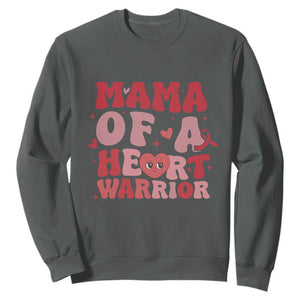 Mama Of A Heart Warrior Sweatshirt Congenital Heart Disease CHD Awareness TS11 Dark Heather Print Your Wear