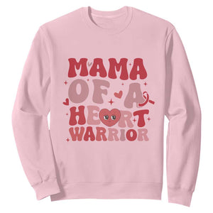 Mama Of A Heart Warrior Sweatshirt Congenital Heart Disease CHD Awareness TS11 Light Pink Print Your Wear