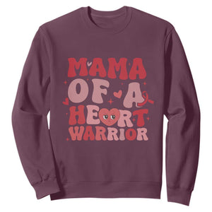 Mama Of A Heart Warrior Sweatshirt Congenital Heart Disease CHD Awareness TS11 Maroon Print Your Wear