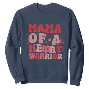 Mama Of A Heart Warrior Sweatshirt Congenital Heart Disease CHD Awareness TS11 Navy Print Your Wear