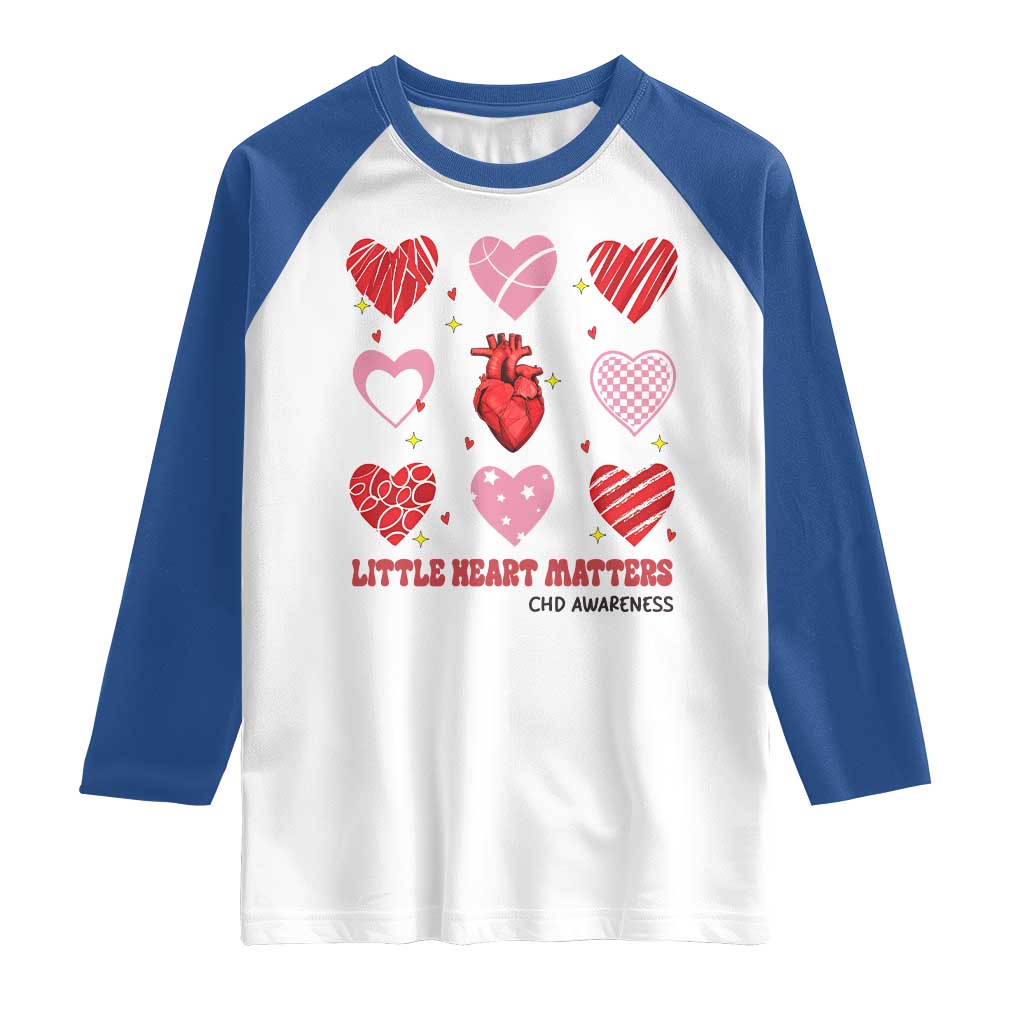 Congenital Heart Disease CHD Awareness Raglan Shirt Little Heart Matters TS11 White Royal Print Your Wear