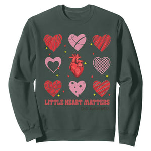 Congenital Heart Disease CHD Awareness Sweatshirt Little Heart Matters TS11 Dark Forest Green Print Your Wear